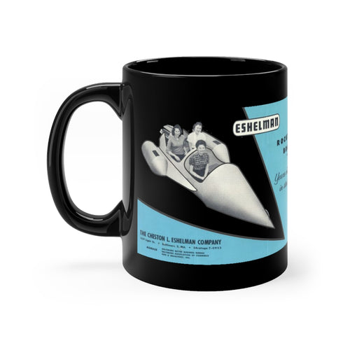 Eshelman Rocket Boat Black mug 11oz by Retro Boater