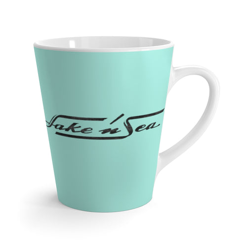 Distressed Logo Lake and Sea Latte mug by Retro Boater