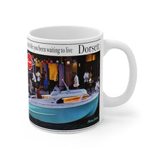 1961 Dorsett Twin Outboard Boat Advertisement White Ceramic Mug by Retro Boater