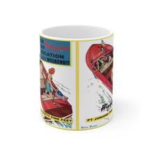 Vintage Higgins Boat Advertisement White Ceramic Mug by Retro Boater