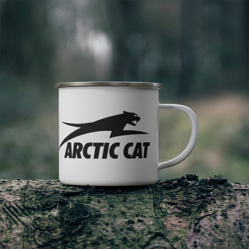 Vintage Leaping Cat Arctic Cat in Black Enamel Campfire Mug