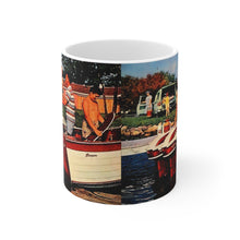 Antique Twin Johnson Sea-Horse Outboards on a Vintage Thompson Boat Mug 11oz by Retro Boater