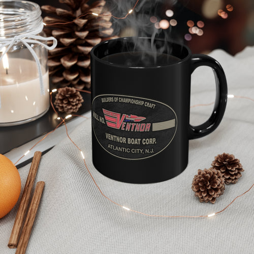 Vintage Ventnor Boats Black mug 11oz by Retro Boater