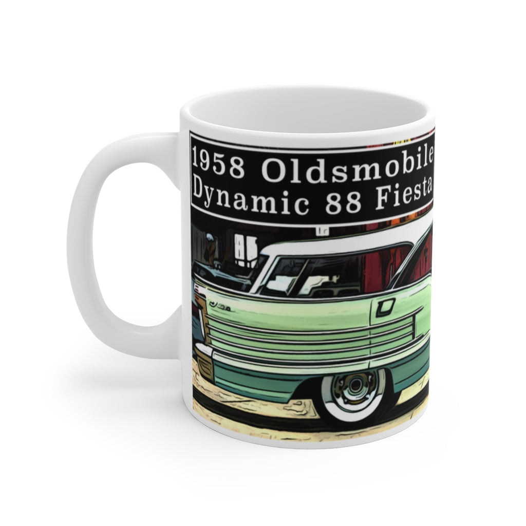 1958 Oldsmobile Dynamic 88 Fiesta Wagon White Ceramic Mug by SpeedTiques