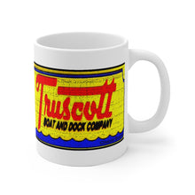 Distressed Look Truscott Boats White Ceramic Mug by Classic Boater