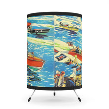 Vintage Dodge Boat Race Advertisemnt Tripod Lamp with High-Res Printed Shade, US/CA plug