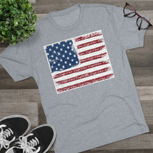 Distressed Flag with Classic Chris Craft Boat Men's Tri-Blend Crew Tee
