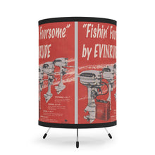 Vintage Evinrude Outboard Ad in Red Tripod Lamp with High-Res Printed Shade, US/CA plug