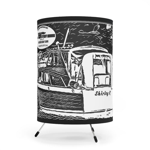 Shirley K Vintage 1966 Ventnor Cabin Cruiser Tripod Lamp with High-Res Printed Shade, US/CA plug