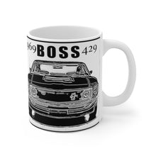 1969 Ford Boss 429 Mustang White Ceramic Mug by SpeedTiques