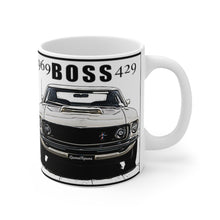 1969 Ford Boss 429 Mustang White Ceramic Mug by SpeedTiques
