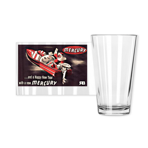 VIntage Mercury with Santa on Christmas Pint Glasses by Classic Boater