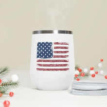 Distressed Flag with Vintage Chris Craft Combined 12oz Insulated Wine Tumbler