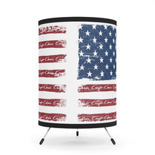 Vintage look American Flag with Chris Craft Boats integrated Tripod Lamp with High-Res Printed Shade, US/CA plug