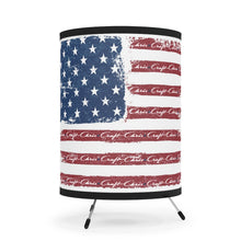 Distressed American Flag with Chris Craft Boats Tripod Lamp with High-Res Printed Shade, US/CA plug