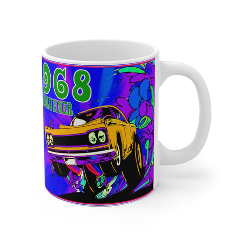 1968 Plymouth Roadrunner White Ceramic Mug by SpeedTiques