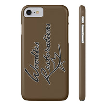 Woodies Restorations Logo in white outline All US Phone cases internal