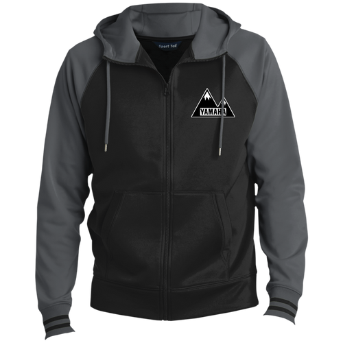 Classic Yamaha ATV Snowmobile with Mountain Background Men's Sport-Wick® Full-Zip Hooded Jacket