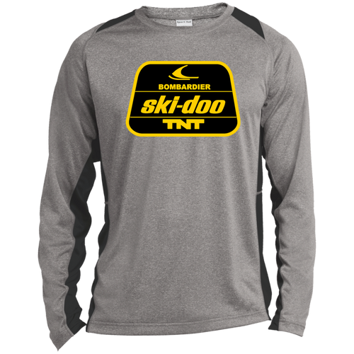 1970s Vintage Ski-Doo TNT  Long Sleeve Heather Colorblock Performance Tee