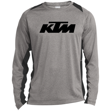 Classic Black KTM Motorcycle ST361LS Long Sleeve Heather Colorblock Performance Tee