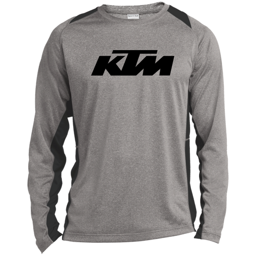 Classic Black KTM Motorcycle ST361LS Long Sleeve Heather Colorblock Performance Tee