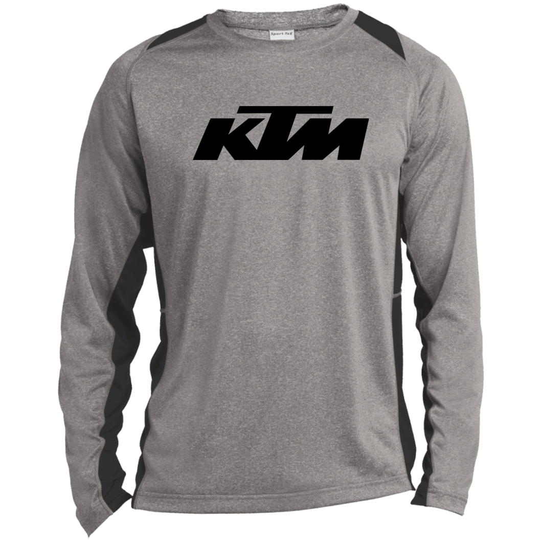 Classic Black KTM Motorcycle ST361LS Long Sleeve Heather Colorblock Performance Tee