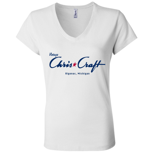Vintage Chris Craft Algonac, Michigan B6005 Ladies' Jersey V-Neck T-Shirt