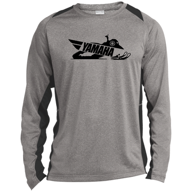 Classic Yamaha Snowmobiles Long Sleeve Heather Colorblock Performance Tee