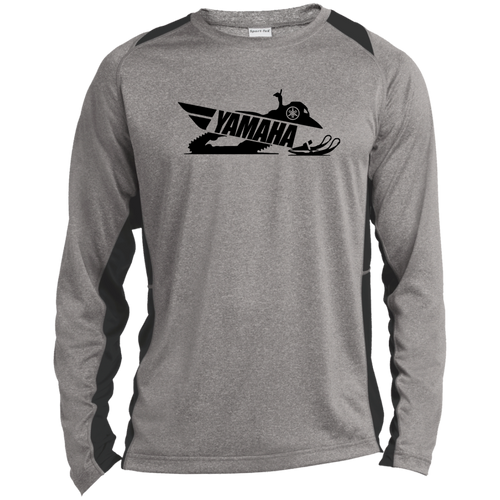 Classic Yamaha Snowmobiles Long Sleeve Heather Colorblock Performance Tee