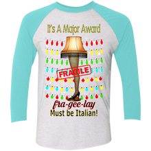 Christmas Leg Lamp NL6051 Next Level Tri-Blend 3/4 Sleeve Baseball Raglan T-Shirt