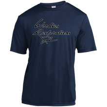Woodies Restorations Logo in white outline YST350 Sport-Tek Youth Moisture-Wicking T-Shirt
