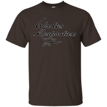 Woodies Restorations logo in white outline G200 Gildan Ultra Cotton T-Shirt