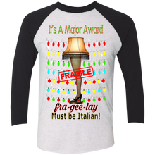 Christmas Leg Lamp NL6051 Next Level Tri-Blend 3/4 Sleeve Baseball Raglan T-Shirt