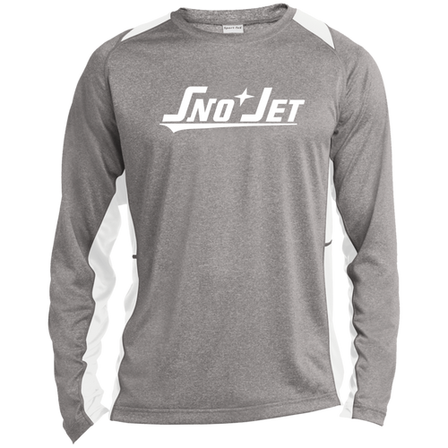 Vintage Sno Jet Snowmobile ST361LS Long Sleeve Heather Colorblock Performance Tee