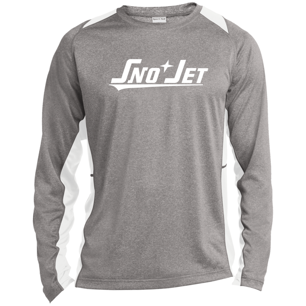 Vintage Sno Jet Snowmobile ST361LS Long Sleeve Heather Colorblock Performance Tee