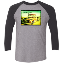 1956 Chevy Pickup Shop Truck by SpeedTiques  Next Level Tri-Blend 3/4 Sleeve Baseball Raglan T-Shirt