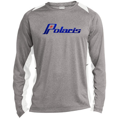 Vintage Polaris Snowmobile ST361LS Long Sleeve Heather Colorblock Performance Tee