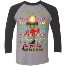 Christmas Leg Lamp NL6051 Next Level Tri-Blend 3/4 Sleeve Baseball Raglan T-Shirt