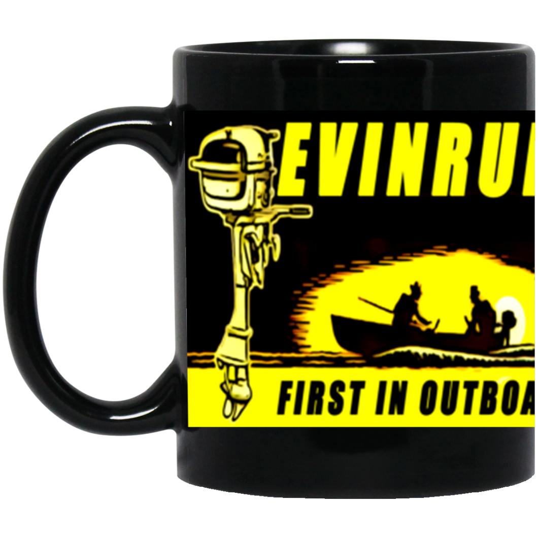 Vintage Evinrude BM11OZ 11 oz. Black Mug by Retro Boater