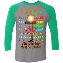 Christmas Leg Lamp NL6051 Next Level Tri-Blend 3/4 Sleeve Baseball Raglan T-Shirt