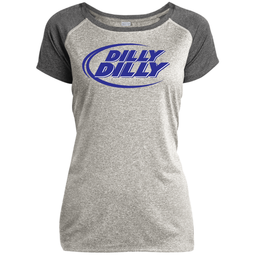 Bud Light Funny Dilly Dilly LST362 Ladies Heather on Heather Performance T-Shirt