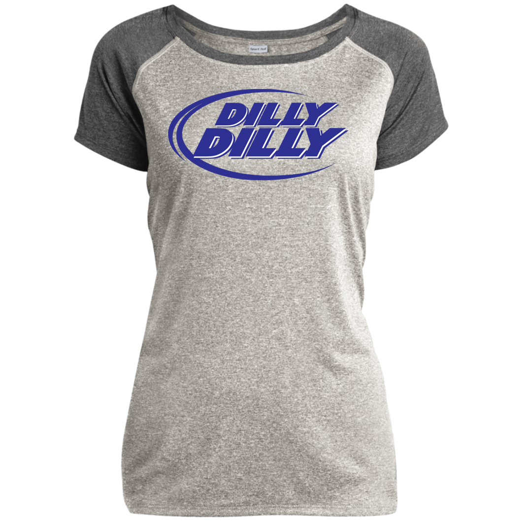 Bud Light Funny Dilly Dilly LST362 Ladies Heather on Heather Performance T-Shirt