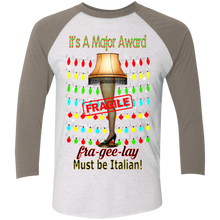 Christmas Leg Lamp NL6051 Next Level Tri-Blend 3/4 Sleeve Baseball Raglan T-Shirt