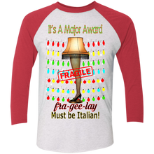 Christmas Leg Lamp NL6051 Next Level Tri-Blend 3/4 Sleeve Baseball Raglan T-Shirt
