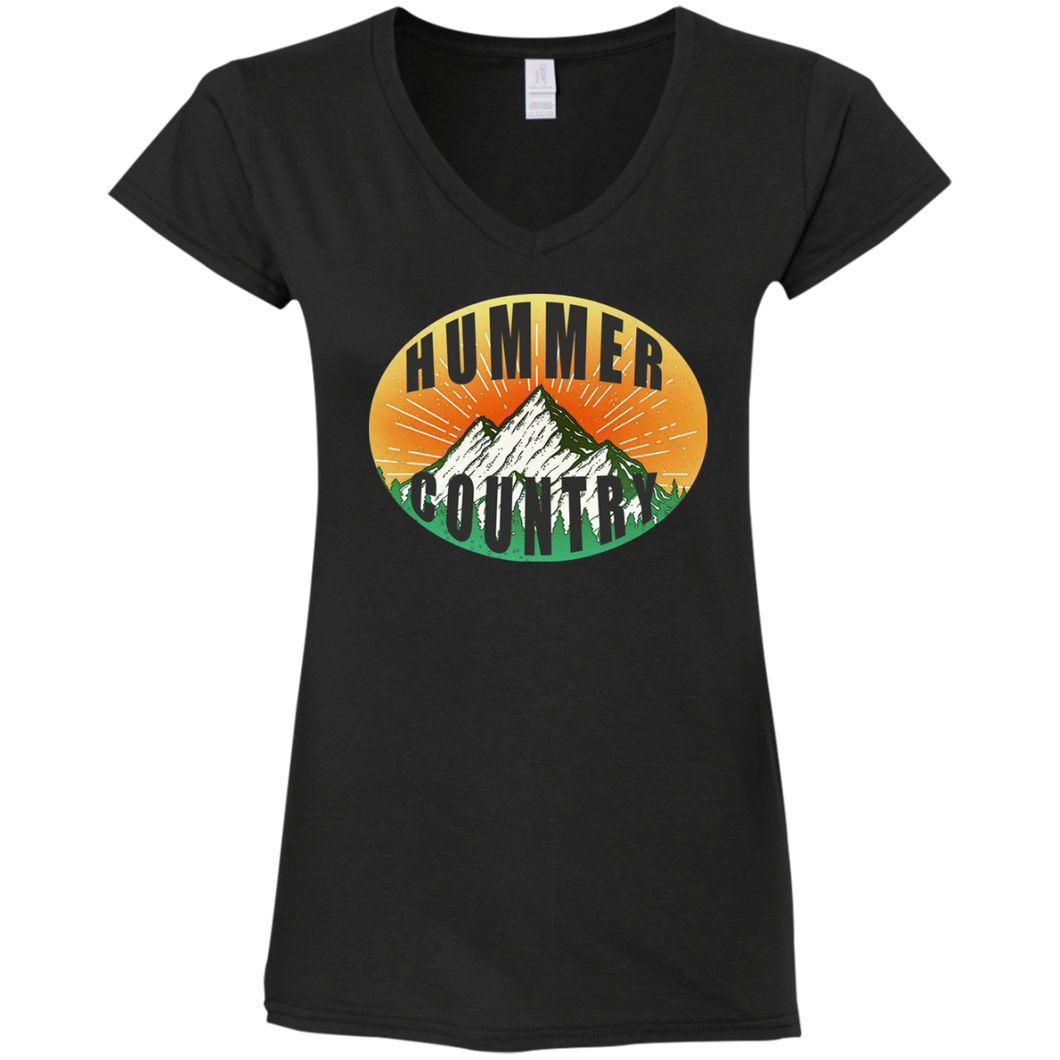Hummer Country G64VL Gildan Ladies' Fitted Softstyle 4.5 oz V-Neck T-Shirt