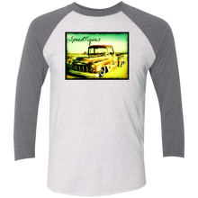 1956 Chevy Pickup Shop Truck by SpeedTiques  Next Level Tri-Blend 3/4 Sleeve Baseball Raglan T-Shirt