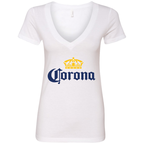 Old School Classic Corona Beer NL6640 Ladies' Deep V-Neck T-Shirt