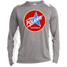 Vintage Polaris Snowmobiles Star with Blue ST361LS Long Sleeve Heather Colorblock Performance Tee