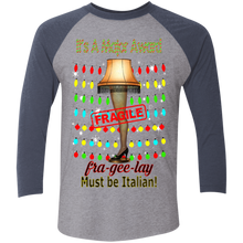 Christmas Leg Lamp NL6051 Next Level Tri-Blend 3/4 Sleeve Baseball Raglan T-Shirt