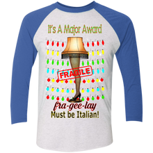 Christmas Leg Lamp NL6051 Next Level Tri-Blend 3/4 Sleeve Baseball Raglan T-Shirt